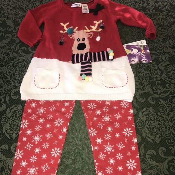 NWt Blueberi blvd 4 reindeer sweater outfit $52 - Picture 1 of 7
